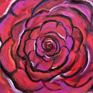 Oil pastel drawing of a red rose made by Silvia