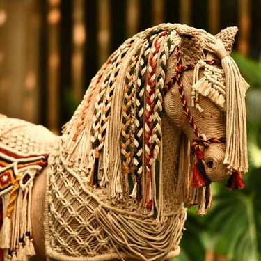 caballo tejido con macramé a mano 