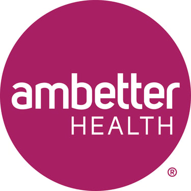 Official Ambetter Health logo featuring white text on a circular purple background for health insurance services.