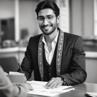 Smiling woman reading financial advice on a laptop in a cozy home setting