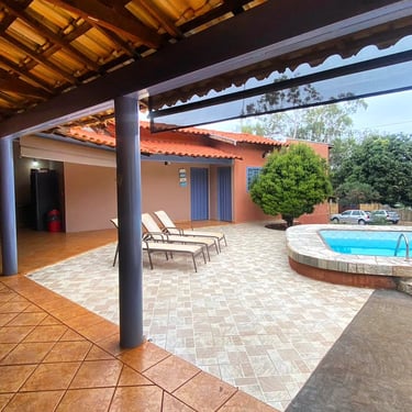 Salão e Piscina do Rancho do Neneco - Rancho para alugar em Miguelópolis SP