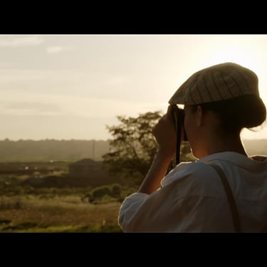 Character photographing landscape in The Entomologist film