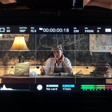 Close-up of camera monitor during filming of The Entomologist