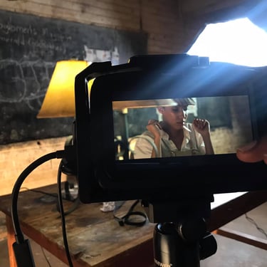 Camera and tripod setup behind the scenes of The Entomologist