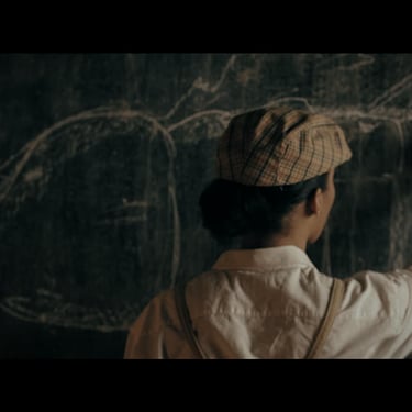 Chalkboard sketch scene from The Entomologist research sequence