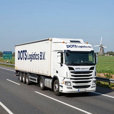 A modern truck loaded with cargo containers driving on a highway under a clear sky.