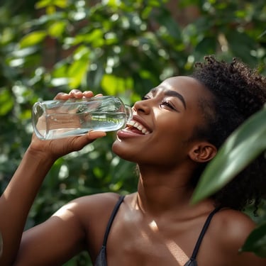 Woman drinking refreshing water to stay hydrated.
