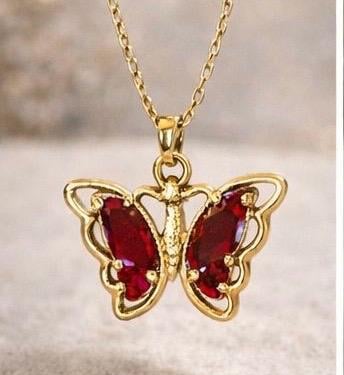 Collar de una mariposa roja en un fondo suave