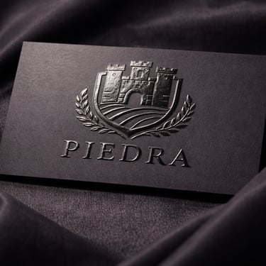 Matte black business card with glossy raised logo texture contrast