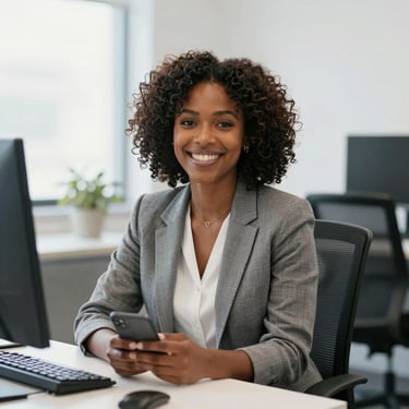 Smiling woman feeling inspired during a coaching session