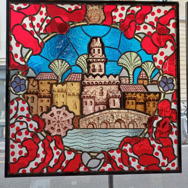 Tableau de verre Cordoba sur socle, pièce unique d'artiste verrier exposée à Paris