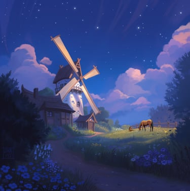 concept art environnement digital painting moulin