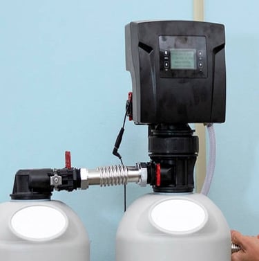 water softener system on home