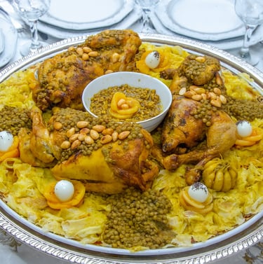 Moroccan Chicken & Lentils over Trid ''rfissa''