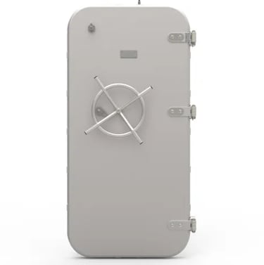 Ship watertight door with central wheel