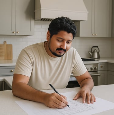 Photo of me designing a kitchen