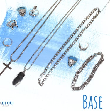 a collection of jewelry and jewelry on a blue background