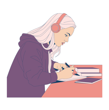 A woman focused on her work