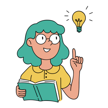 A woman with green hair who just got an idea (lightbulb)