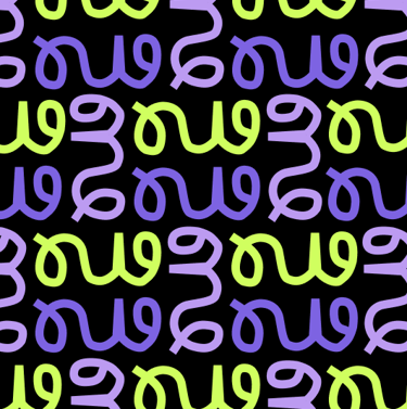 Mosaic music m logo mark in green purple pattern with black background 