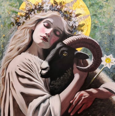 mignon janssen. auftragsarbeit in acryl. die weisse göttin