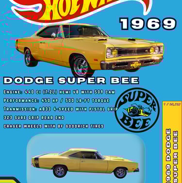 a yellow and black car with a blue background