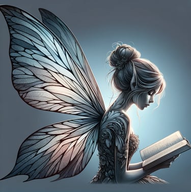 fairy read a book calm on tail fone