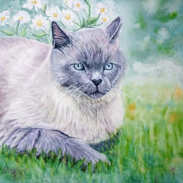Photo of Cat pet portrait painting