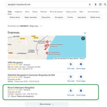 posicionamiento google maps abogados