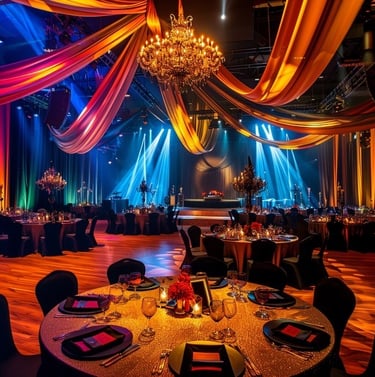 a large room with a chandelier and a chandelier