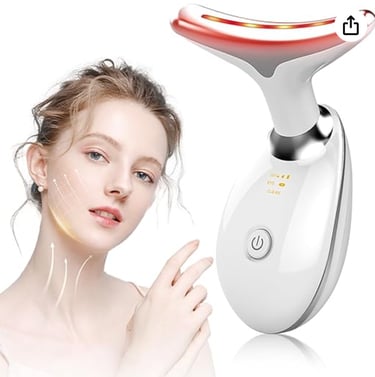 NVKHG Face Massager Against Wrinkles, 7 Colours LED Light EMS Gua Sha Electric, 3 Mode Face Massager
