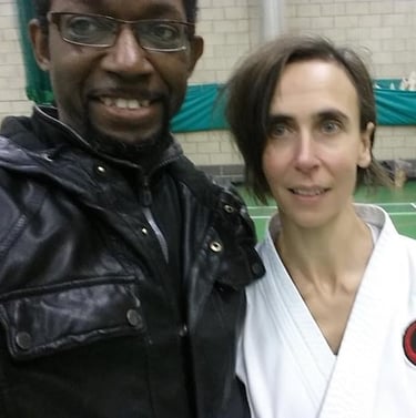 victoria worsley with sensei Kevin Goodman after her 1st dan karate grading