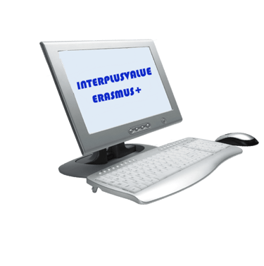 image of a computer with the INTERPLUSVALUE ERASMUS+ logo
