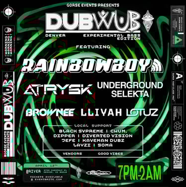 Event flyer for chum. at River Bar Denver on April 12, 2025.