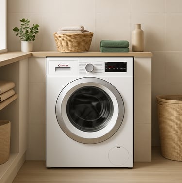 Bosch washer in a modern laundry room.