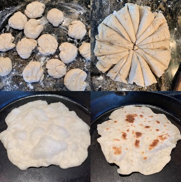 dough for tortillas cut and rolled into balls