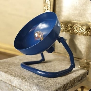 luminaire artisanal en acier upcyclé collection Micö bleu cobalt