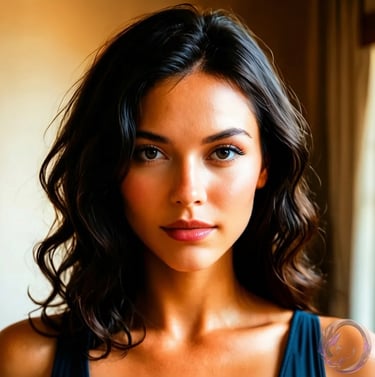 Closeup portrait of fictional erotic stories character Kira by Ophelio