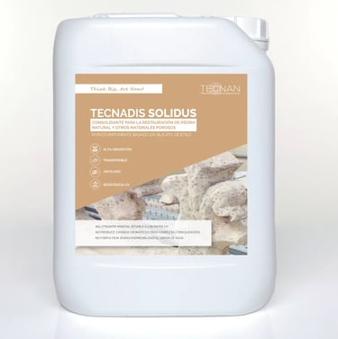 Bidón de Tecnadis Solidus, el consolidante nanotecnológico de Tecnan.