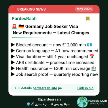 Update on Germany Job Seeker Visa new requirements for May 2026 including blocked account and health insurance details.
