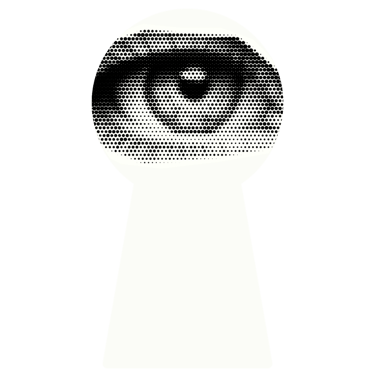 a keyhole with a halftoned eye looking at a keyhole