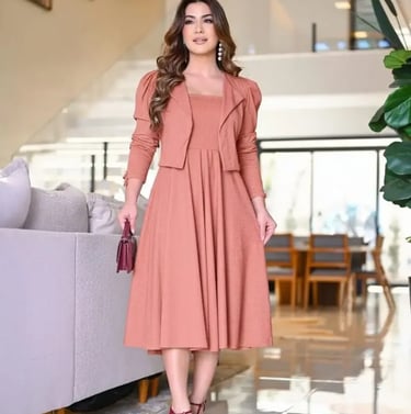 Conjunto Feminino Evangélico Luxo Elegante Canelado