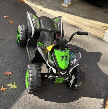 assembled Leisrideon 24 volt electric kid's ATV front view