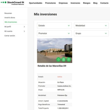 StockCrowd In panel mis inversiones