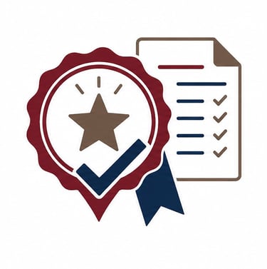 A value proposition icon featuring a premium badge, star, and checkmark.