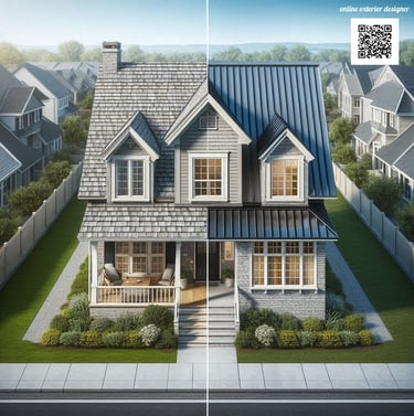 roof renovation, porch araa, traditional house, metal roof, shingles