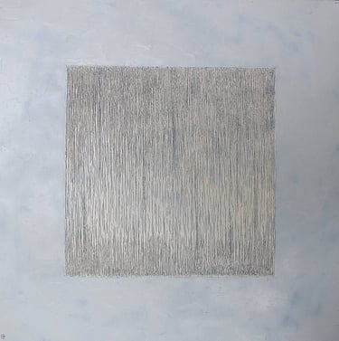 Rain painting by Tim Grosvenor, an oil on an unconventional surface, featuring rich texture.