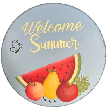 Fran Prebish, Paint & Pastries, Welcome Summer, watermelon, apple, pear, peach, grapes, butterfly