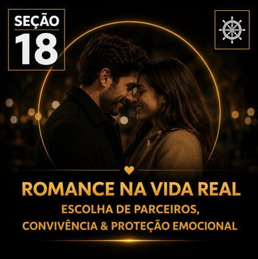 Capa da “Seção 18 - Romance na Vida Real”, com fundo preto e detalhes dourados.