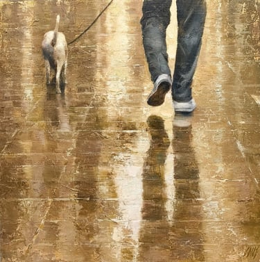 WALKING THE DOG 40 X 40